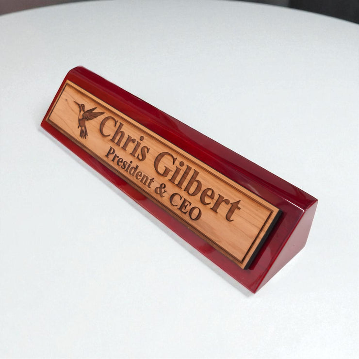 Desk Wedge Name Plate - PERSONALIZED - Hummingbird - 11 Inches