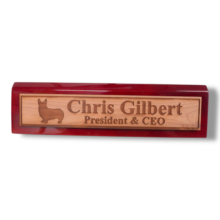 Desk Wedge Name Plate - PERSONALIZED - Corgi - 11 Inches