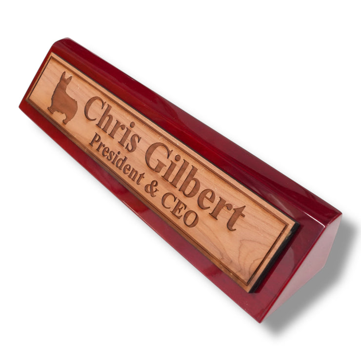 Desk Wedge Name Plate - PERSONALIZED - Corgi - 11 Inches