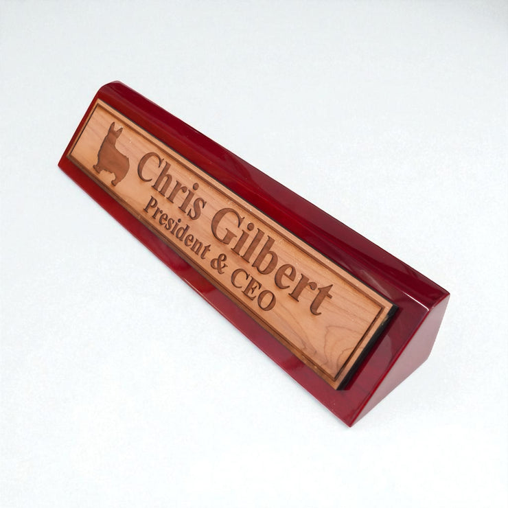 Desk Wedge Name Plate - PERSONALIZED - Corgi - 11 Inches
