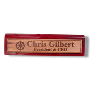 Desk Wedge Name Plate - PERSONALIZED - Ships Wheel - 11 Inches