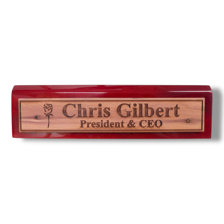 Desk Wedge Name Plate - PERSONALIZED - Rose - 11 Inches
