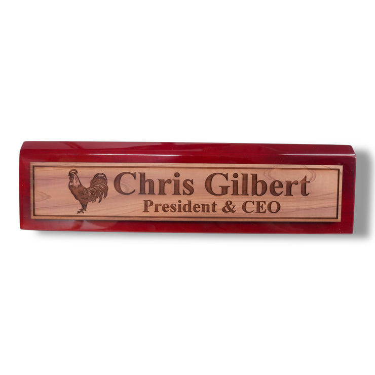 Desk Wedge Name Plate - PERSONALIZED - Chicken - 11 Inches