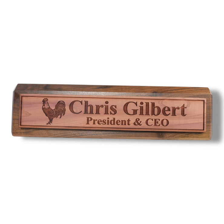 Desk Wedge Name Plate - PERSONALIZED - Chicken - 11 Inches