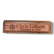 Desk Wedge Name Plate - PERSONALIZED - Ships Wheel - 11 Inches
