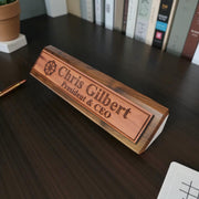 Desk Wedge Name Plate - PERSONALIZED - Ships Wheel - 11 Inches