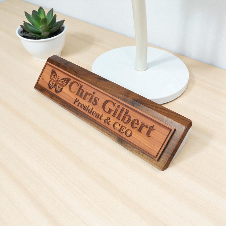 Desk Wedge Name Plate - PERSONALIZED - Butterfly - 11 Inches