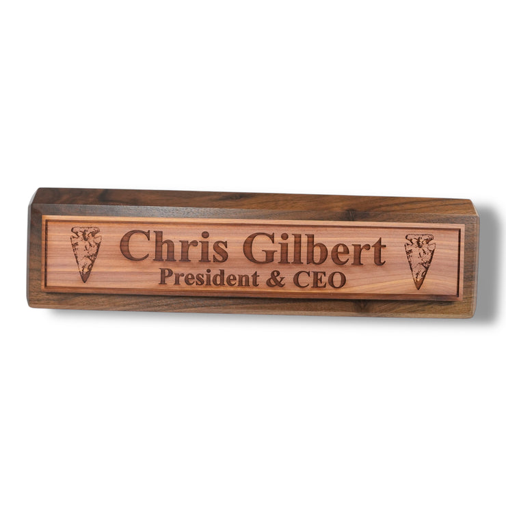 Desk Wedge Name Plate - PERSONALIZED - Arrowhead - 11 Inches