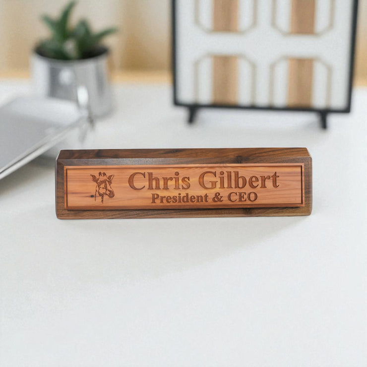 Desk Wedge Name Plate - PERSONALIZED - Giraffe - 11 Inches