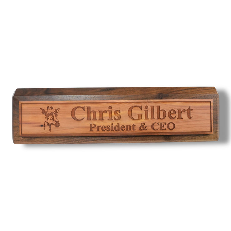 Desk Wedge Name Plate - PERSONALIZED - Giraffe - 11 Inches