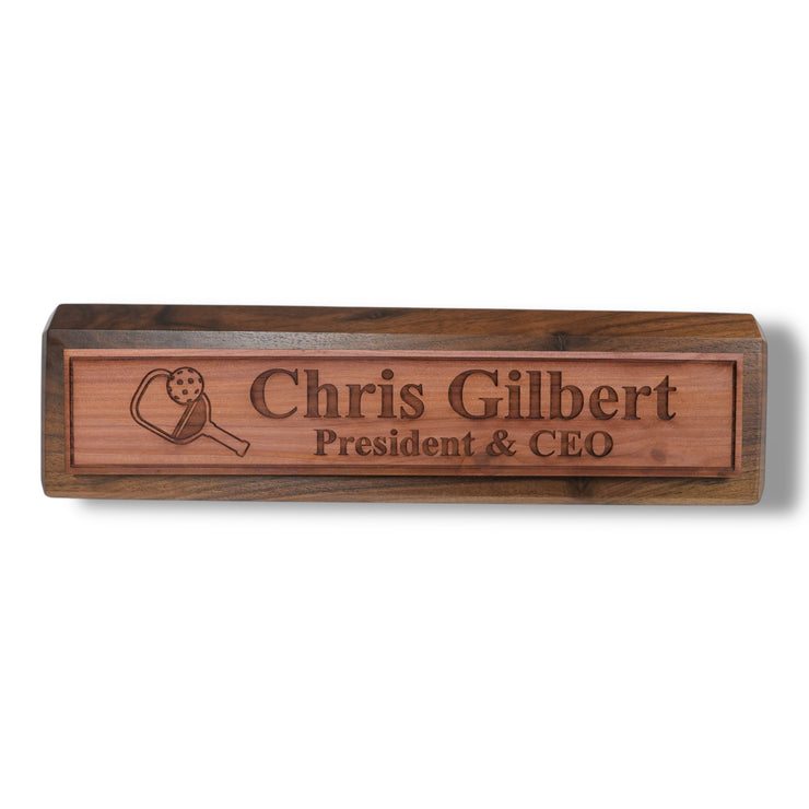 Desk Wedge Name Plate - PERSONALIZED - Pickleball - 11 Inches