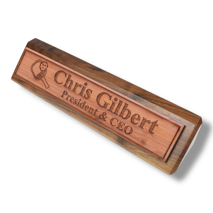 Desk Wedge Name Plate - PERSONALIZED - Pickleball - 11 Inches
