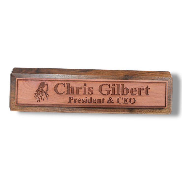 Desk Wedge Name Plate - PERSONALIZED - Native American Indian - 11 Inches