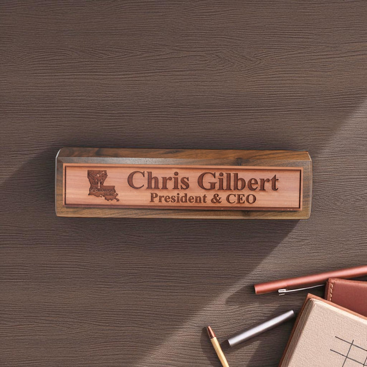 Desk Wedge Name Plate - PERSONALIZED - Louisiana - 11 Inches - Cajun