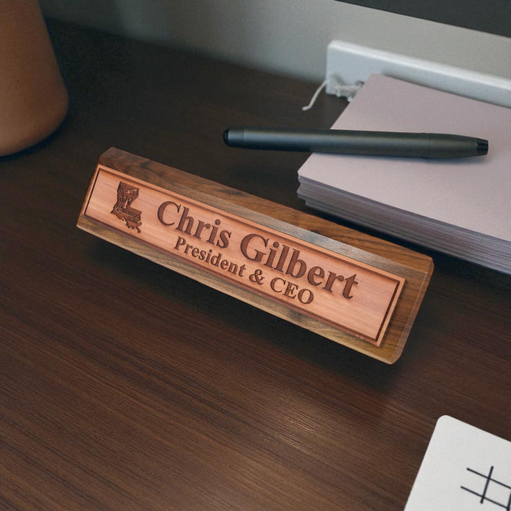 Desk Wedge Name Plate - PERSONALIZED - Louisiana - 11 Inches - Cajun