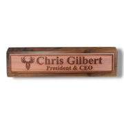 Desk Wedge Name Plate - PERSONALIZED - Moose - 11 Inches