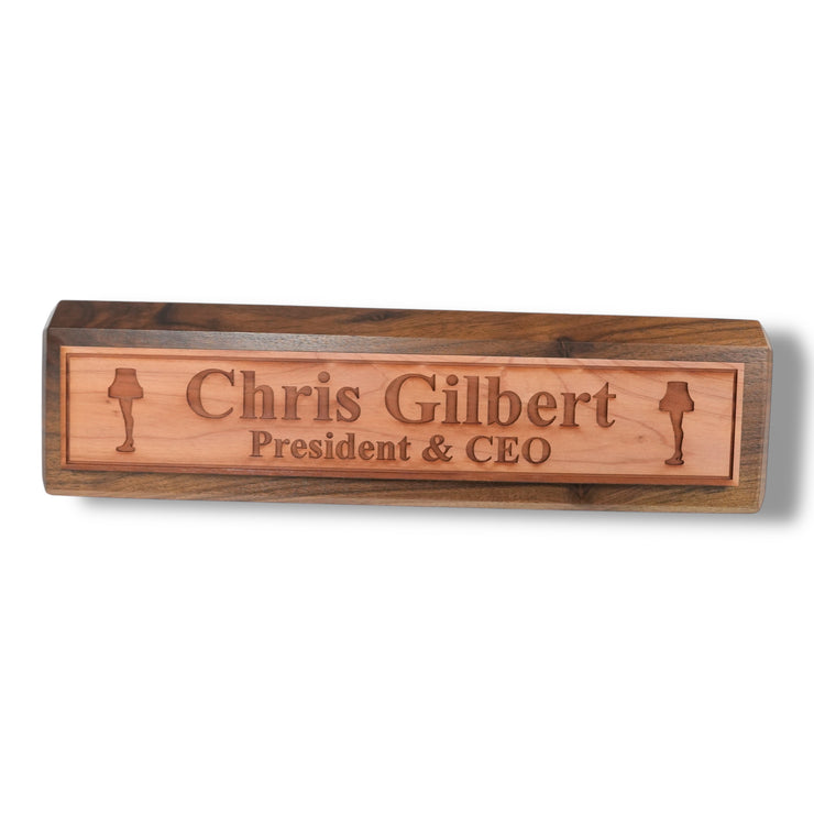 Desk Wedge Name Plate - PERSONALIZED - Leg Lamp - 11 Inches