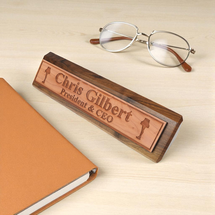 Desk Wedge Name Plate - PERSONALIZED - Leg Lamp - 11 Inches