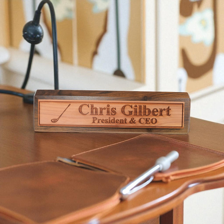 Desk Wedge Name Plate - PERSONALIZED - Golf - 11 Inches