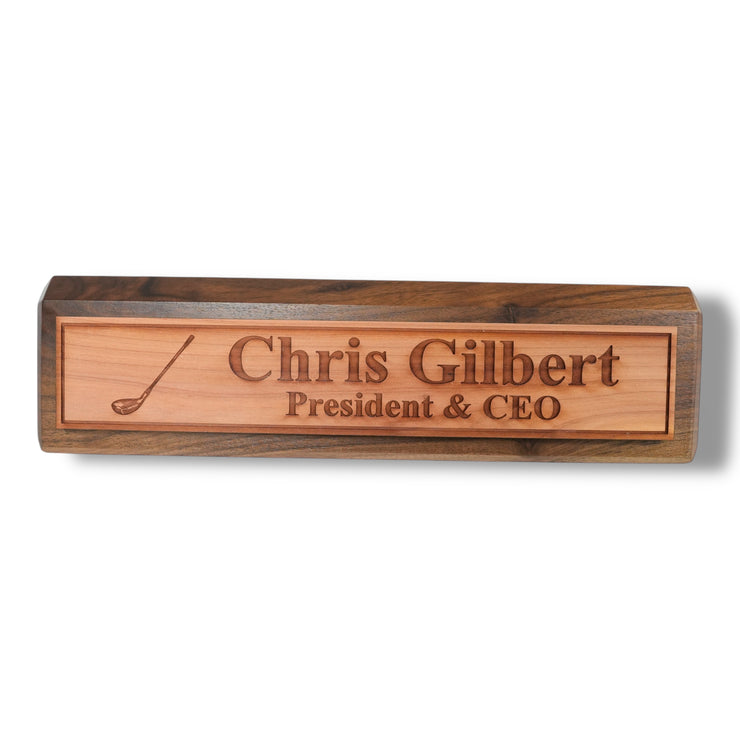 Desk Wedge Name Plate - PERSONALIZED - Golf - 11 Inches