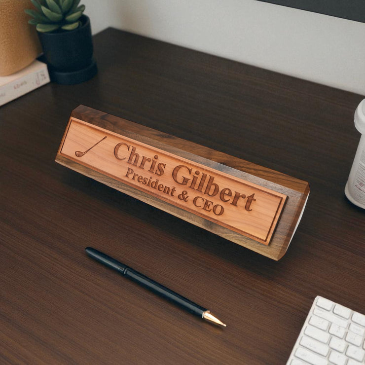 Desk Wedge Name Plate - PERSONALIZED - Golf - 11 Inches