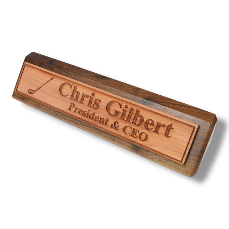 Desk Wedge Name Plate - PERSONALIZED - Golf - 11 Inches