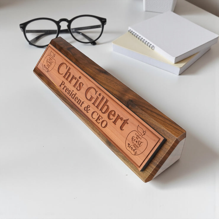 Desk Wedge Name Plate - PERSONALIZED - It takes a big heart to shape little minds - 11 Inches