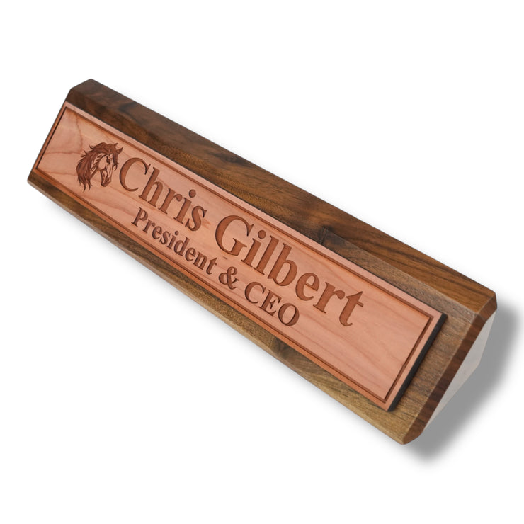 Desk Wedge Name Plate - PERSONALIZED - Horse - 11 Inches