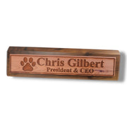 Desk Wedge Name Plate - PERSONALIZED - Dog Paw - 11 Inches