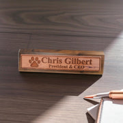 Desk Wedge Name Plate - PERSONALIZED - Dog Paw - 11 Inches