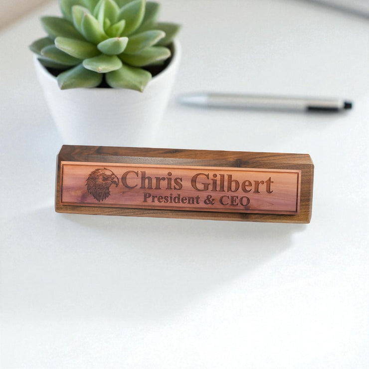 Desk Wedge Name Plate - PERSONALIZED - Eagle - 11 Inches