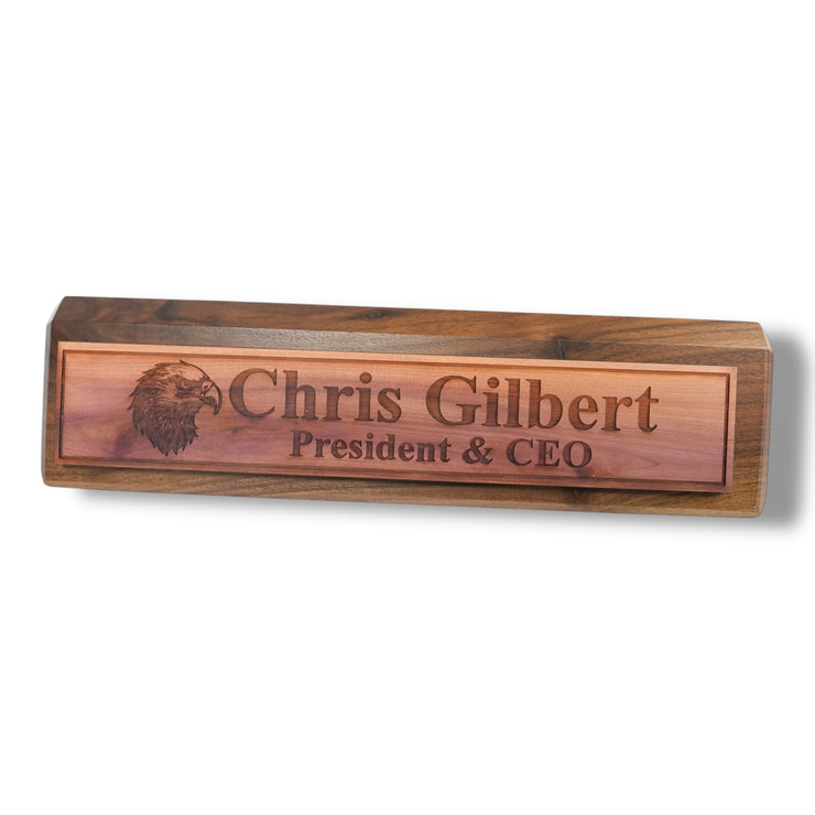 Desk Wedge Name Plate - PERSONALIZED - Eagle - 11 Inches