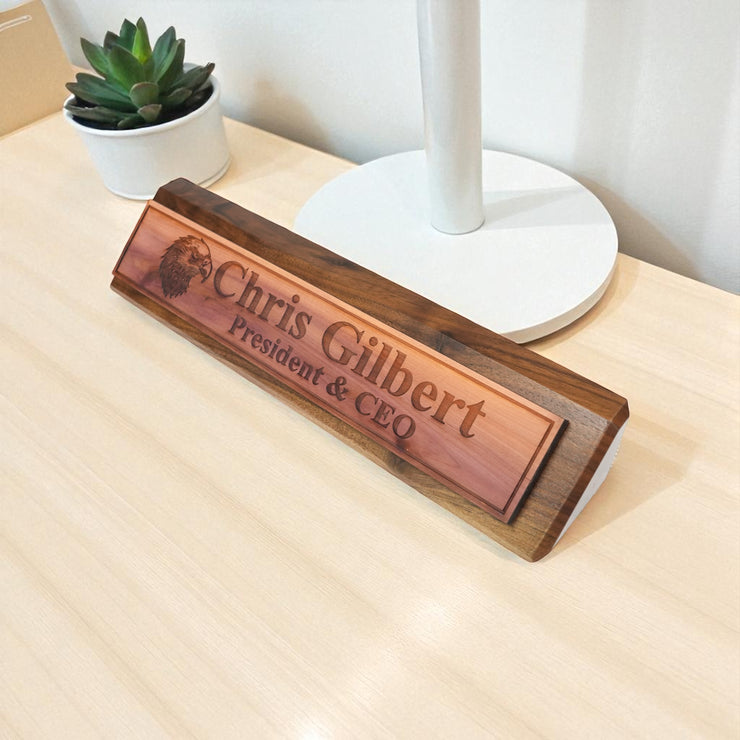 Desk Wedge Name Plate - PERSONALIZED - Eagle - 11 Inches