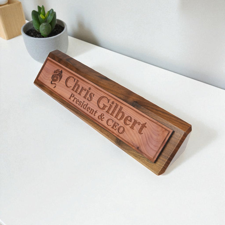 Desk Wedge Name Plate - PERSONALIZED - Flying Dragon - 11 Inches