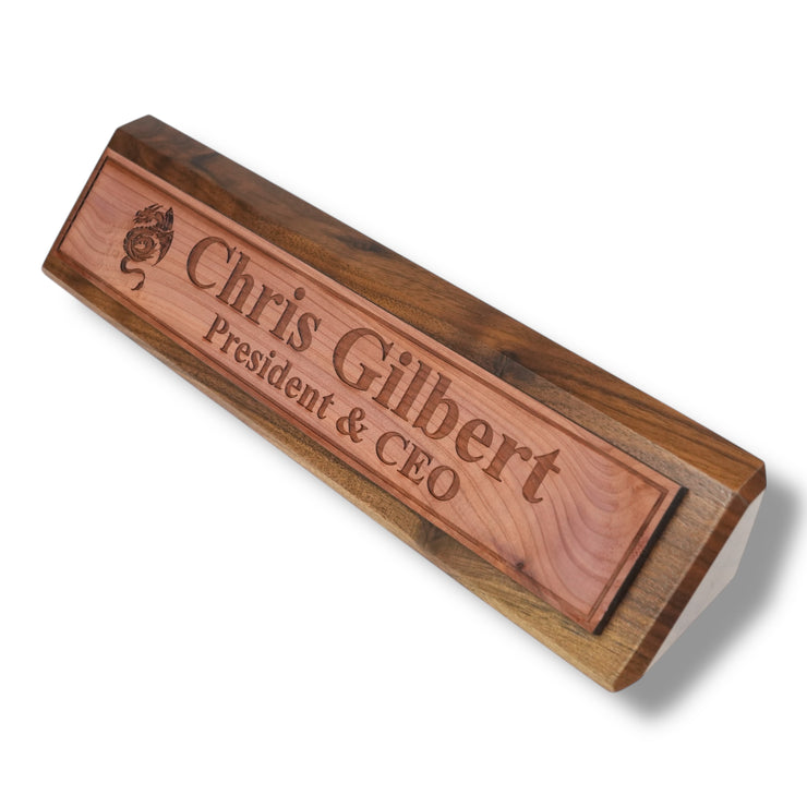 Desk Wedge Name Plate - PERSONALIZED - Flying Dragon - 11 Inches