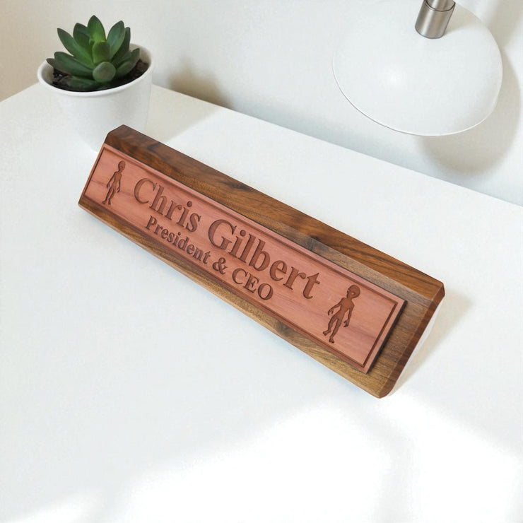 Desk Wedge Name Plate - PERSONALIZED - Alien - 11 Inches