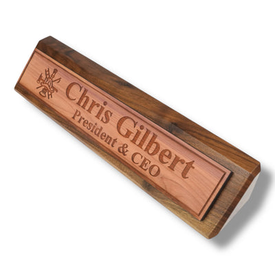 Desk Wedge Name Plate - PERSONALIZED - Firefighter - 11 Inches