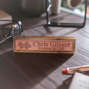 Desk Wedge Name Plate - PERSONALIZED - Gears - 11 Inches