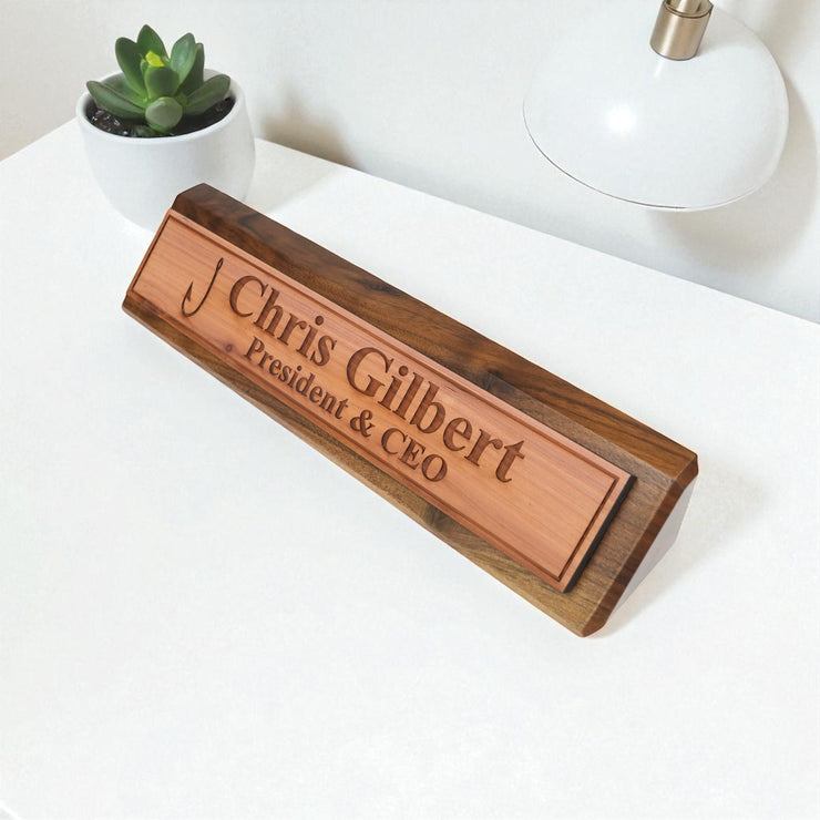 Desk Wedge Name Plate - PERSONALIZED - Fish Hook - 11 Inches
