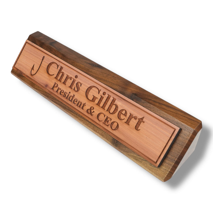 Desk Wedge Name Plate - PERSONALIZED - Fish Hook - 11 Inches