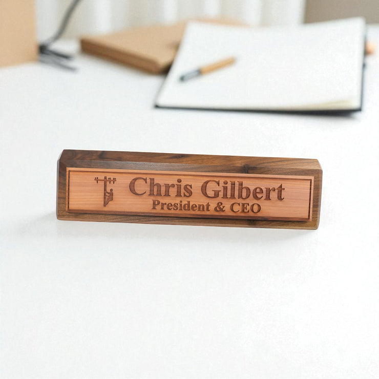 Desk Wedge Name Plate - PERSONALIZED - Lineman - 11 Inches