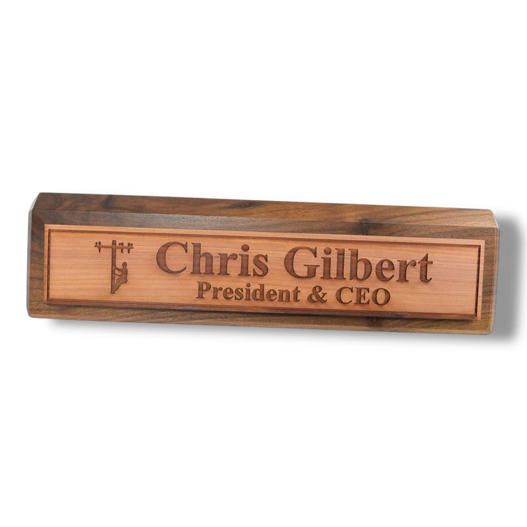 Desk Wedge Name Plate - PERSONALIZED - Lineman - 11 Inches