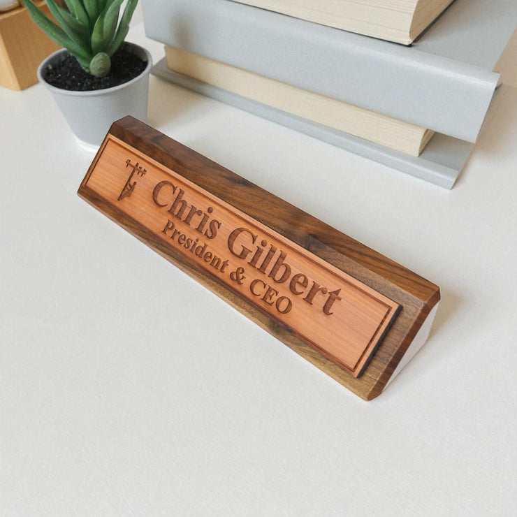 Desk Wedge Name Plate - PERSONALIZED - Lineman - 11 Inches