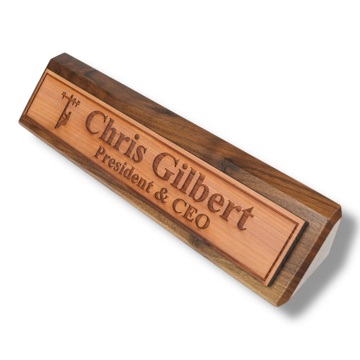 Desk Wedge Name Plate - PERSONALIZED - Lineman - 11 Inches