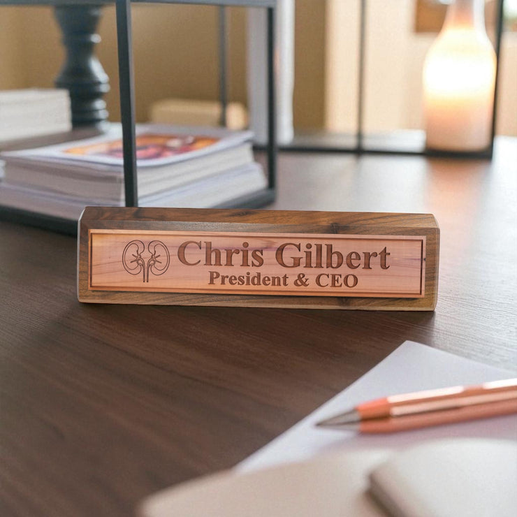 Desk Wedge Name Plate - PERSONALIZED - Kidney - 11 Inches