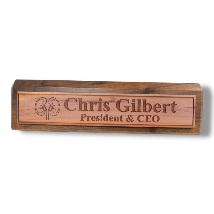Desk Wedge Name Plate - PERSONALIZED - Kidney - 11 Inches