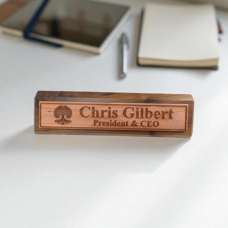 Desk Wedge Name Plate - PERSONALIZED - Celtic Tree of life - 11 Inches