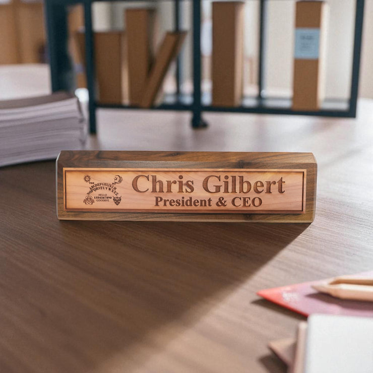 Desk Wedge Name Plate - PERSONALIZED - Spirit Board - 11 Inches
