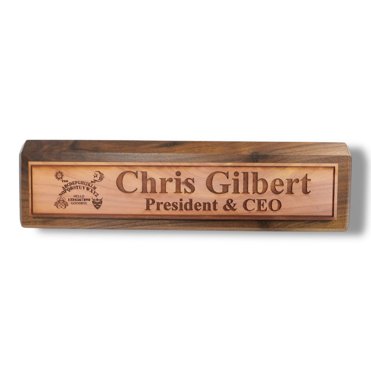 Desk Wedge Name Plate - PERSONALIZED - Spirit Board - 11 Inches