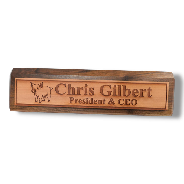 Desk Wedge Name Plate - PERSONALIZED - PIglet - 11 Inches